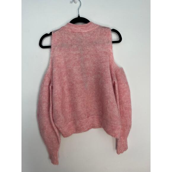 Diesel Cold Shoulder Mohair Blend Sweater Women S Pink Fuzzy Knit Pullover - Picture 2 of 9